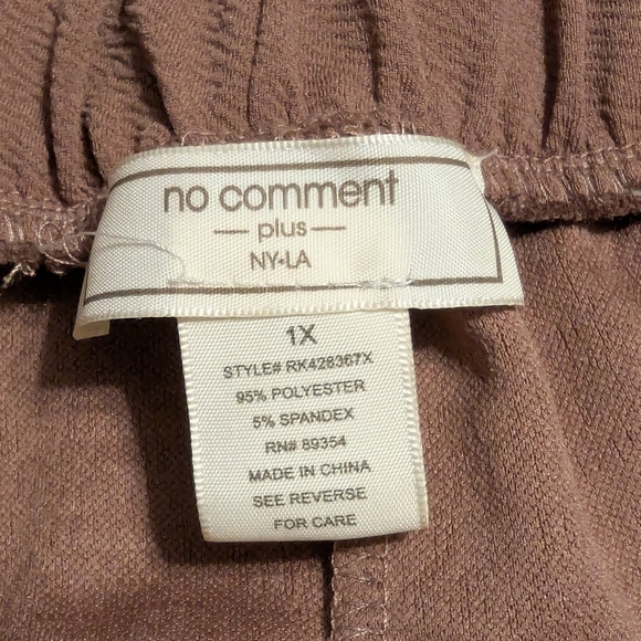 No Comment Plus NY-LA Women's Size 1X Brown Paperbag Pants Tapered Leg Pull On - Picture 12 of 16